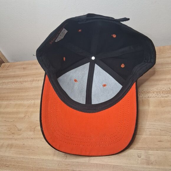 Hooters Ball Cap Orange Hooters Logo  Solid Black Adjustable Hat One Size - Picture 5 of 6
